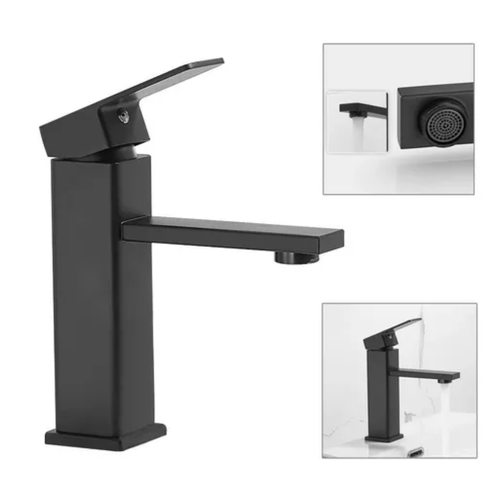 LLAVE LAVAMANOS MONO CONTROL LUJO NEGRA ALTA