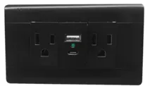 TOMA DOBLE +   PUERTO USB Y TIPO C NEGRA