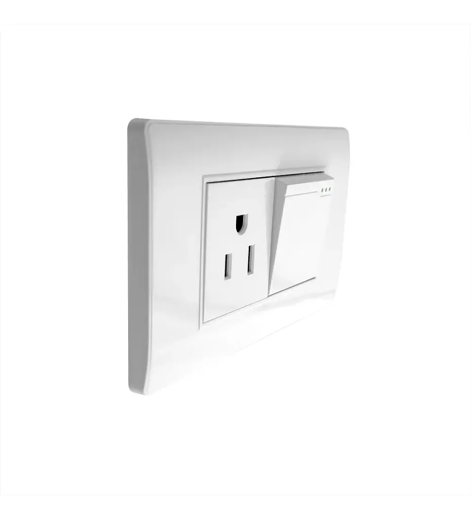 INTERRUPTOR + TOMA TITANIUM  BLANCO