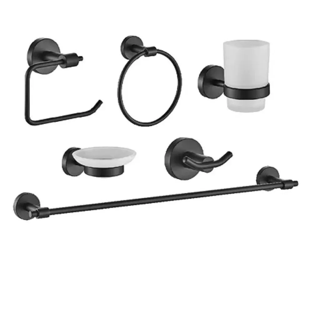 KIT DE BAÑO NEGRO  6 PIEZAS FERREINTEGRAL