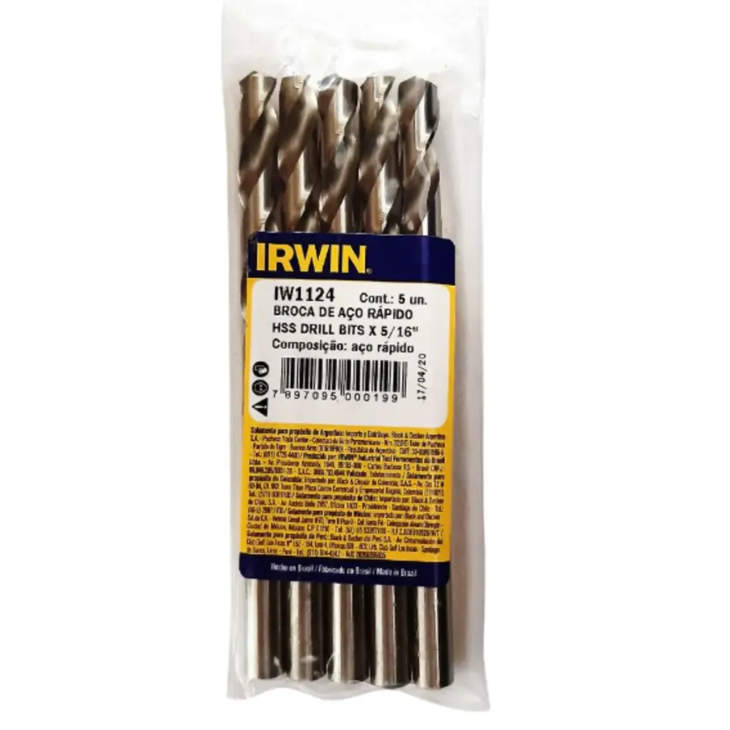 BROCA PARA LAMINA IRWIN 5/16 PAQUETE X 5