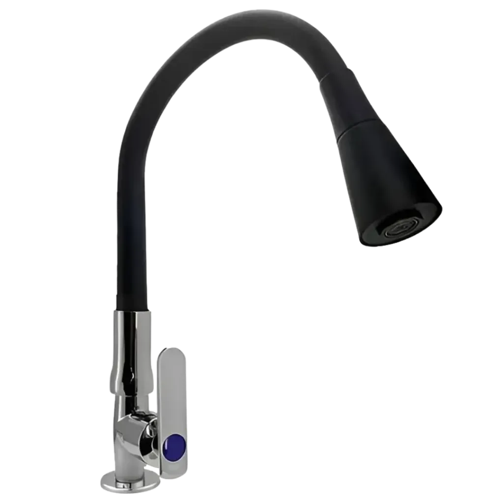 LLAVE MESON FLEXIBLE ENCAUCHETADA REGADERA NEGRA UNIFER