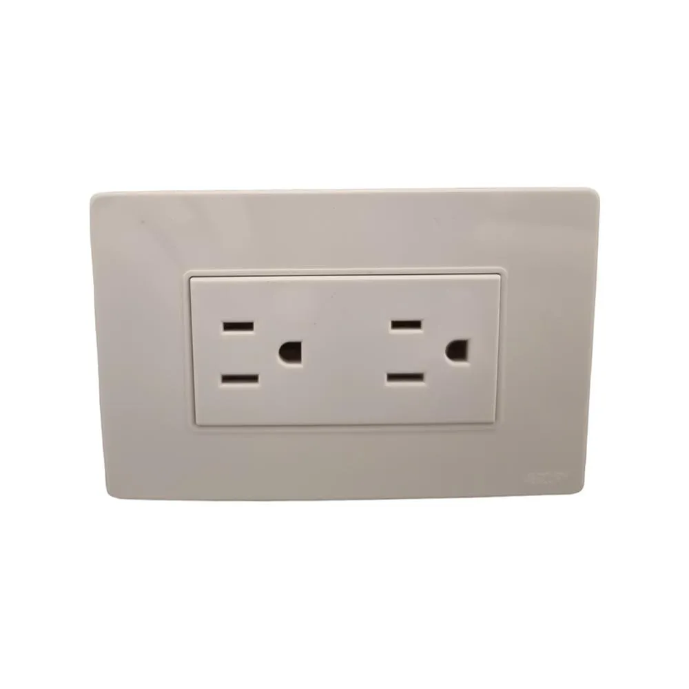 TOMA DOBLE TIPO MERCURY  LINEA PLUS BLANCA