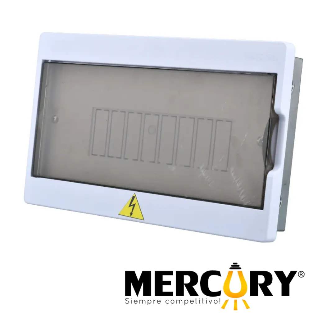 TABLERO PORTA CIRCUITOS PUERTA POLICARBONATO BIFASICO PROMAX MERCURY 12 PUESTOS