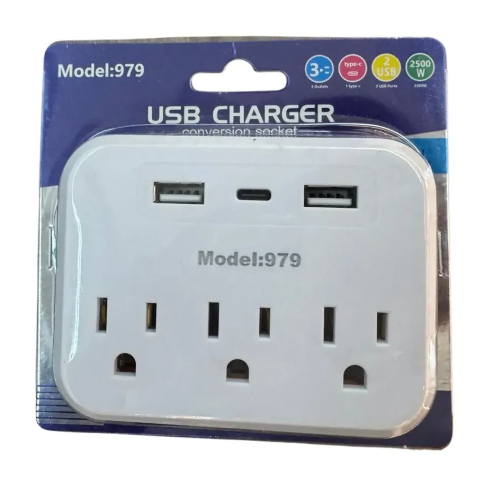 MULTITOMA DE PARED + 2 USB + TIPO C