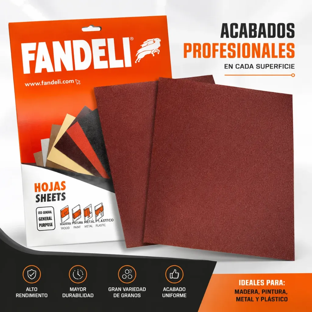 LIJA ROJA FANDELI PAQUETE X 50 UND #180