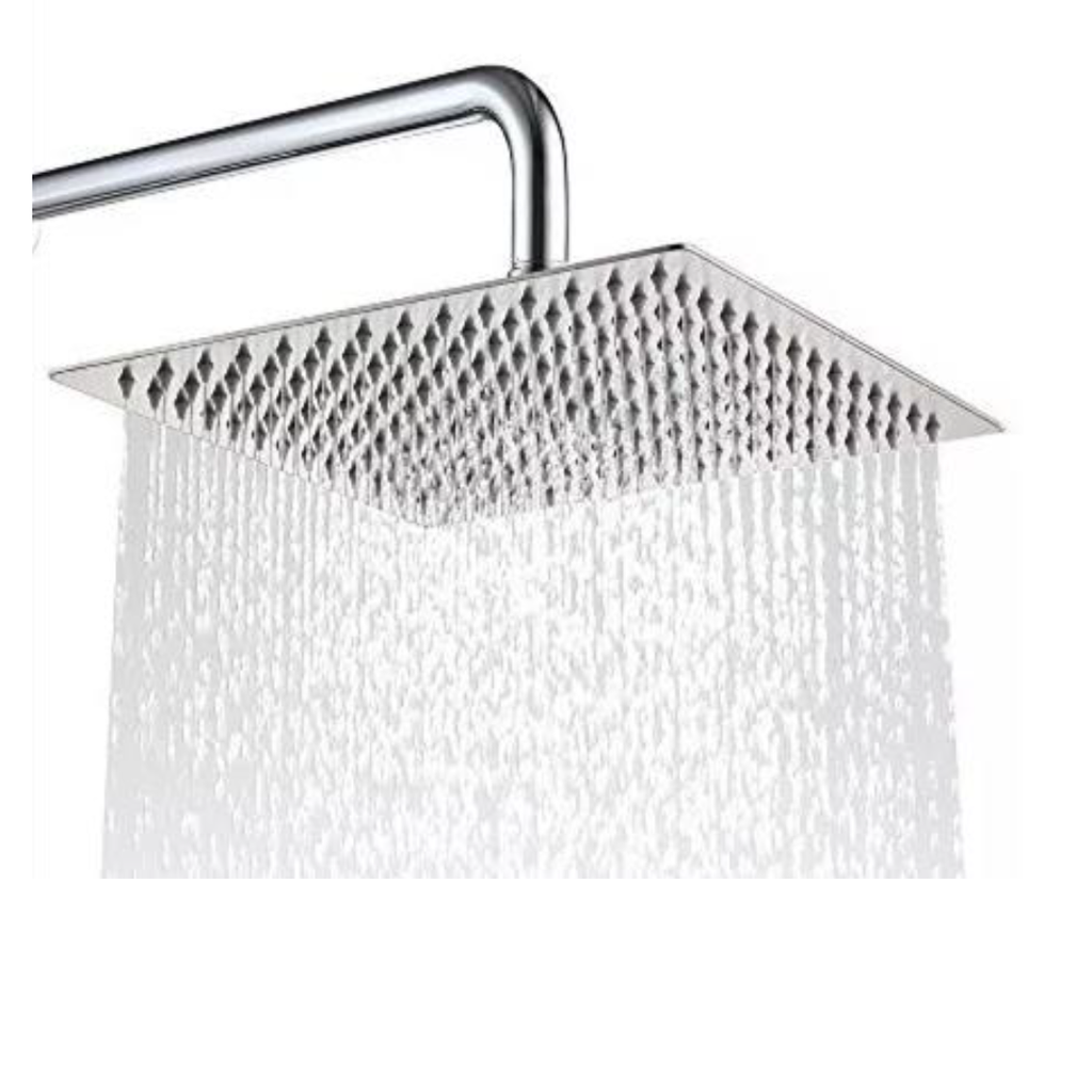 DUCHA CUADRADA EN ACERO INOXIDABLE 8” CON EXTENSOR DE METALICO 40 CM